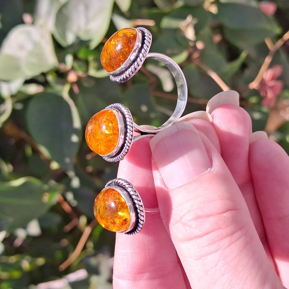 New Amber Knuckles Double 925 Silver Ring. - Picture 11 of 15